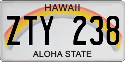 HI license plate ZTY238