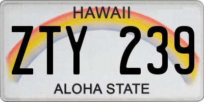 HI license plate ZTY239