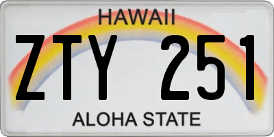 HI license plate ZTY251