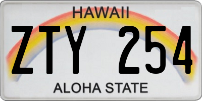 HI license plate ZTY254
