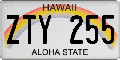 HI license plate ZTY255