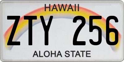 HI license plate ZTY256