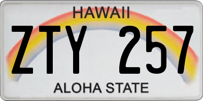HI license plate ZTY257