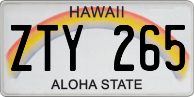 HI license plate ZTY265