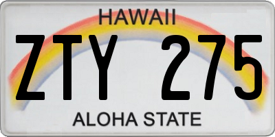 HI license plate ZTY275