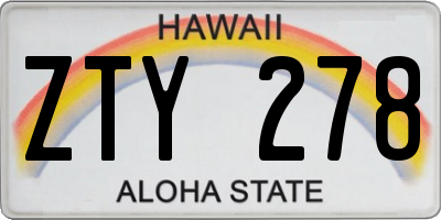 HI license plate ZTY278