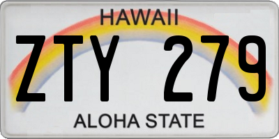 HI license plate ZTY279