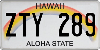 HI license plate ZTY289