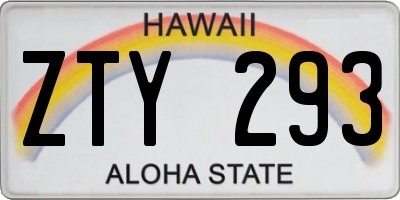 HI license plate ZTY293