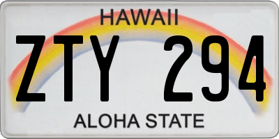 HI license plate ZTY294