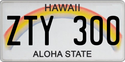 HI license plate ZTY300