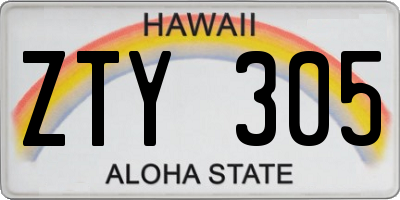 HI license plate ZTY305