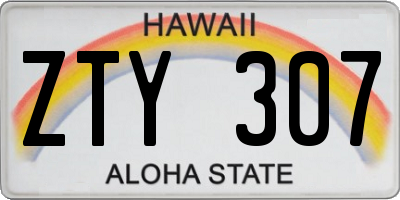 HI license plate ZTY307