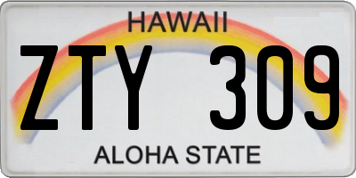 HI license plate ZTY309