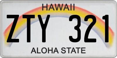 HI license plate ZTY321