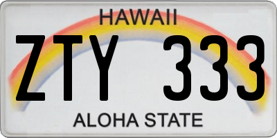 HI license plate ZTY333