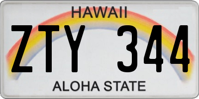 HI license plate ZTY344