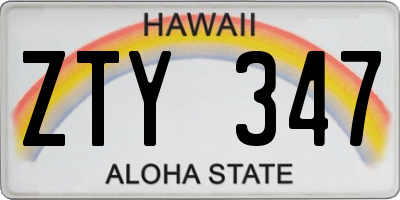 HI license plate ZTY347