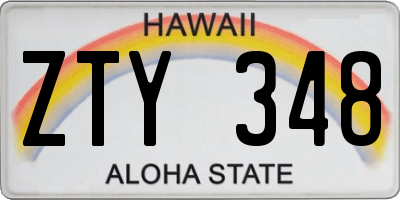 HI license plate ZTY348