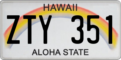 HI license plate ZTY351