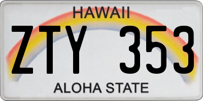 HI license plate ZTY353