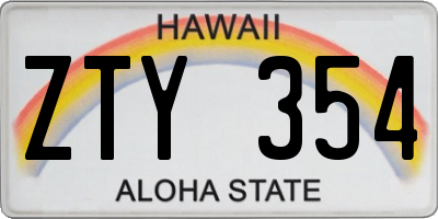 HI license plate ZTY354