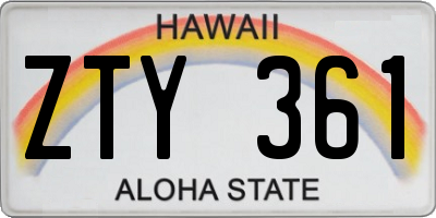 HI license plate ZTY361