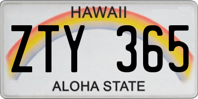 HI license plate ZTY365