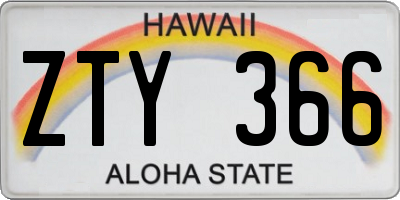 HI license plate ZTY366