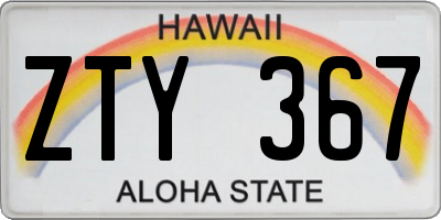 HI license plate ZTY367