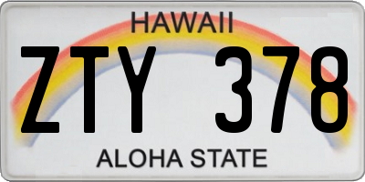 HI license plate ZTY378