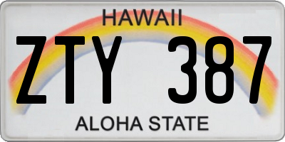 HI license plate ZTY387