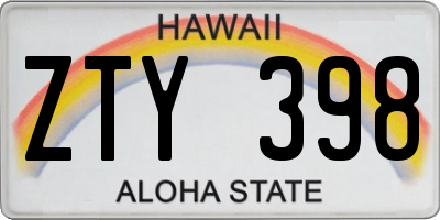 HI license plate ZTY398