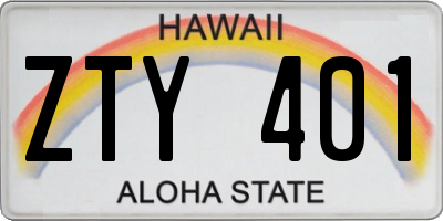 HI license plate ZTY401