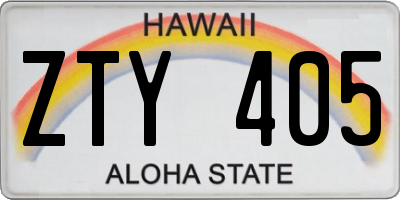 HI license plate ZTY405