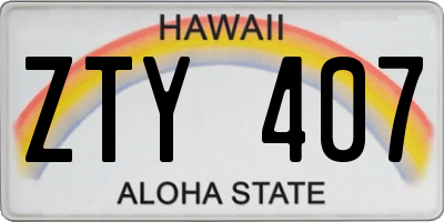 HI license plate ZTY407