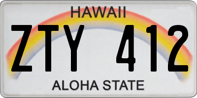 HI license plate ZTY412