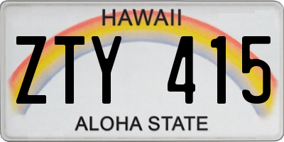 HI license plate ZTY415