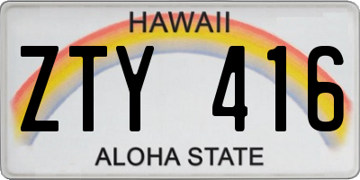 HI license plate ZTY416