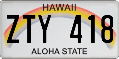 HI license plate ZTY418
