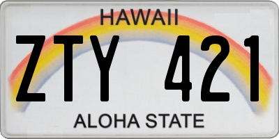 HI license plate ZTY421