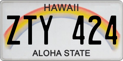HI license plate ZTY424