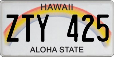 HI license plate ZTY425