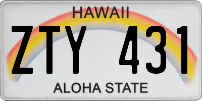 HI license plate ZTY431