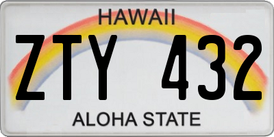 HI license plate ZTY432