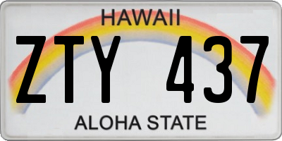 HI license plate ZTY437