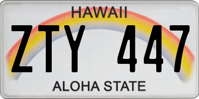 HI license plate ZTY447