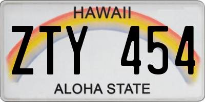 HI license plate ZTY454