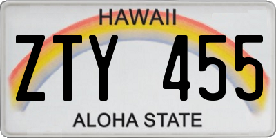HI license plate ZTY455