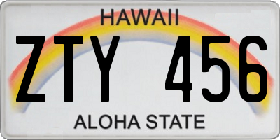 HI license plate ZTY456